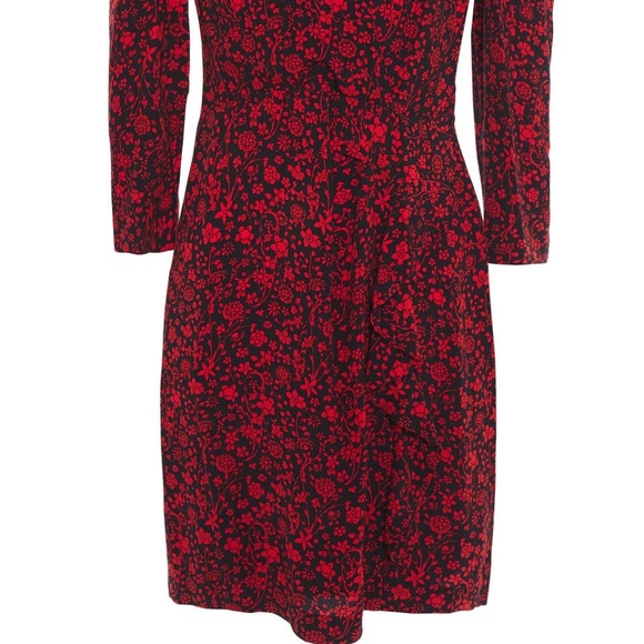 Maje Rapita Wrap Effect Floral Print Crepe Mini Dress in Red EU 34 (US XS) - Picture 3 of 9